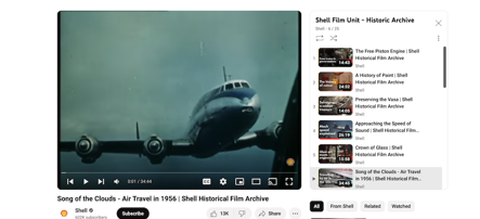 The displayed video is of a vintage plane from 1956