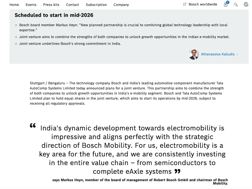 Newsroom page is headed by a summary panel with bullet points and a linked author credit. The page copy features a large callout quote by a board member.